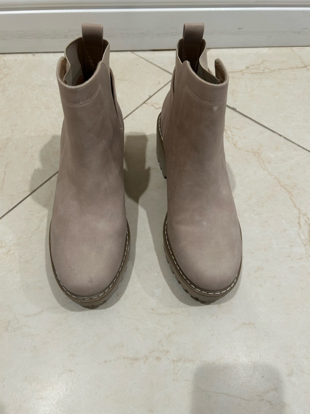 Dolce Vita DV Rango Chelsea Lug Sole Ankle Boots in Taupe 7